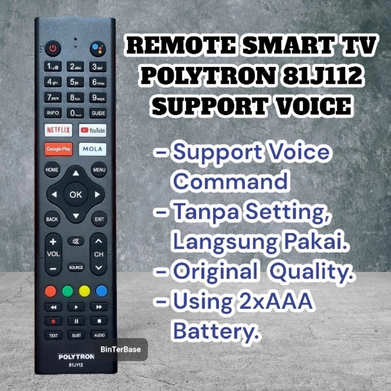 Remote remot TV Polytron bisa Voice Command 81j112 LCD LED Android Smart TV 81i960 81j112 PLD 32AG99