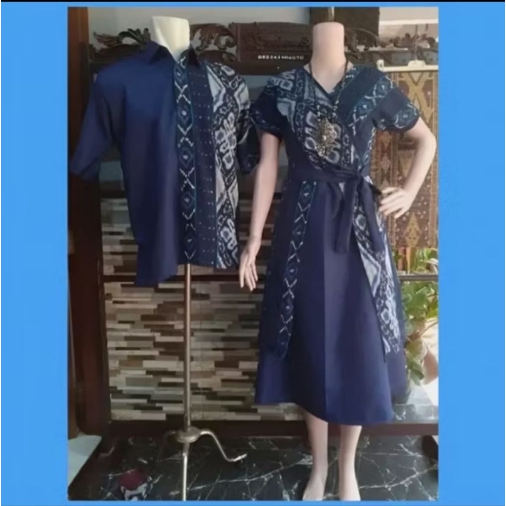 set baju couple kemeja tenun dress tenun etnik Jepara baju kondangan