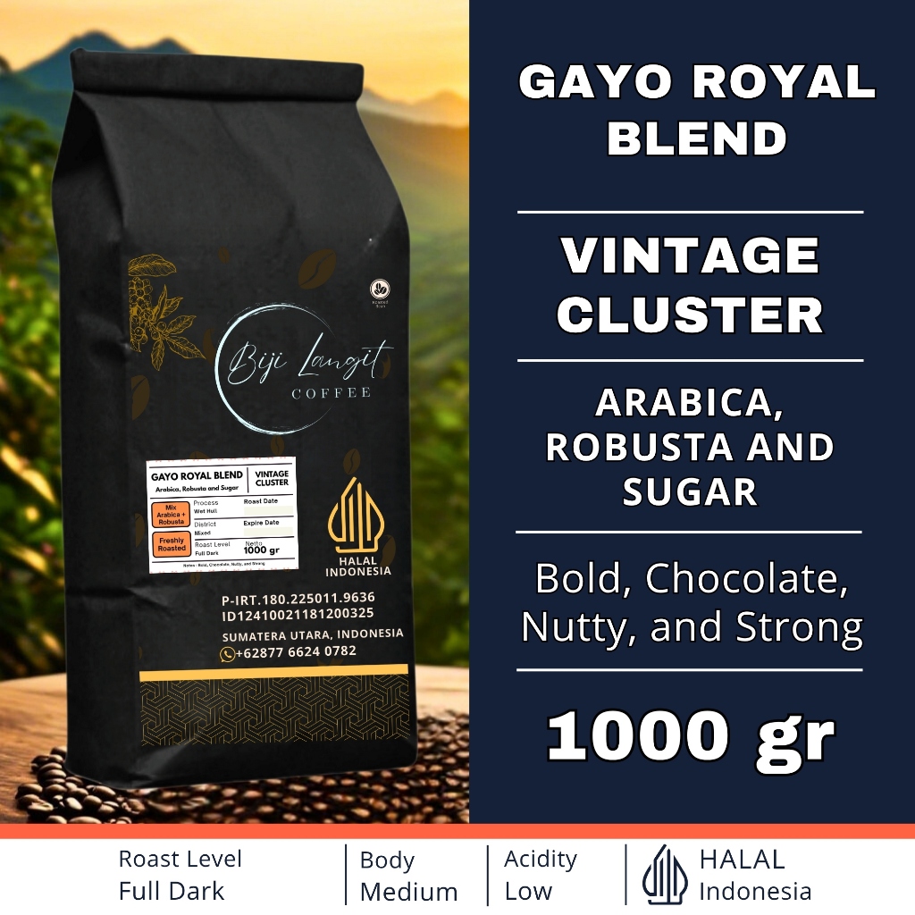 

1000-gram-BIJI-KOPI-BLEND-SUGAR-CAMPURAN-ROBUSTA-ARABIKA-GULA-GAYO-Royal-Blend