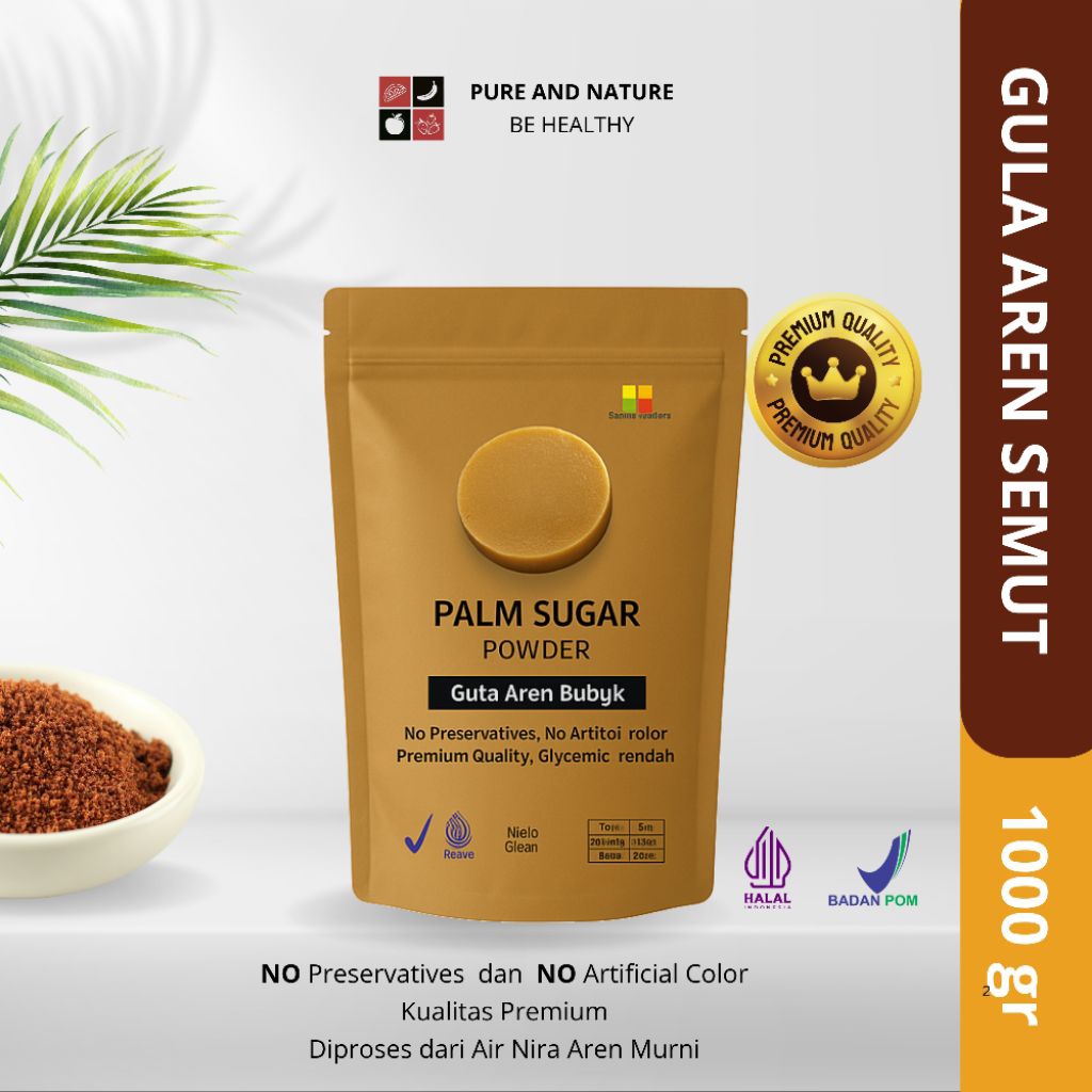 

Pure and Nature Gula Aren Bubuk Premium- Premium Palm Sugar Powder 1 Kg