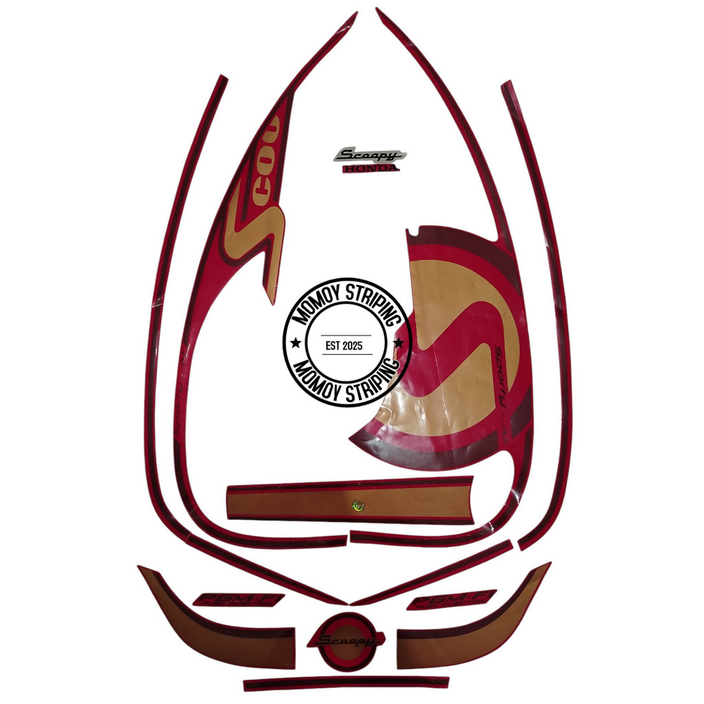 STIKER STRIPING SCOOPY FI 2013 MERAH