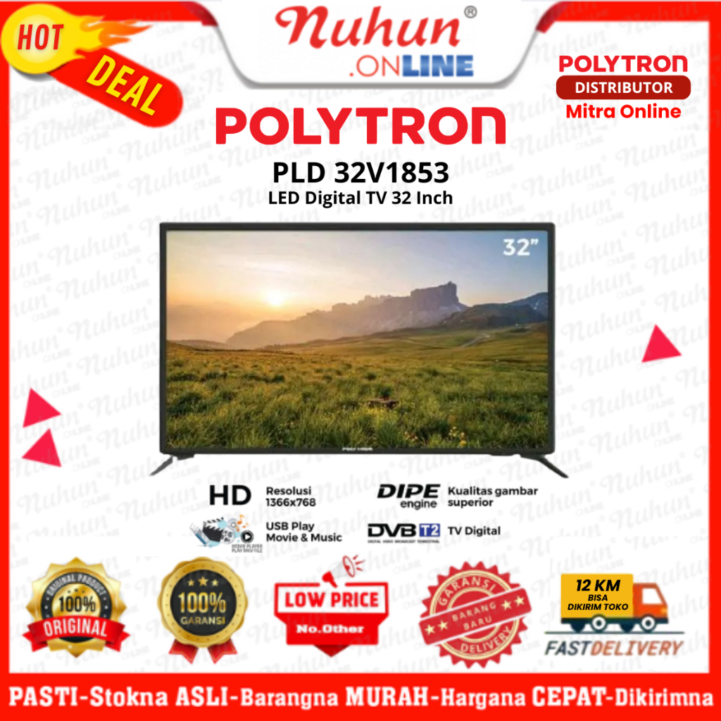 Polytron Digital TV Led 32inch PLD 32V1853 Original Kualitas Terjamin