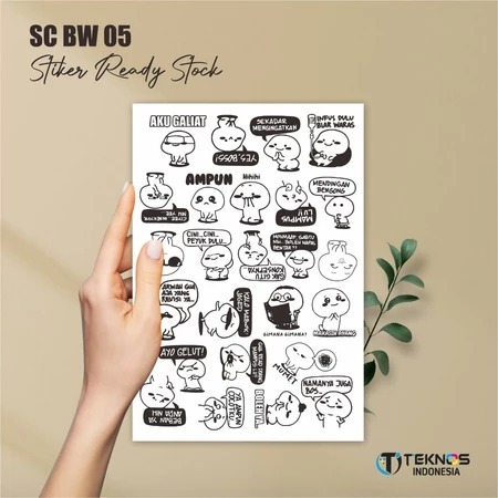 

STIKER VINYL HITAM PUTIH MURAH - STIKER BRAND MOTIF TAHAN AIR - SC BW 05