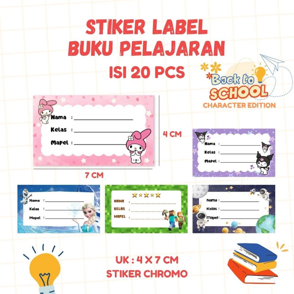 

[20 PCS] Stiker Label Buku Pelajaran Anak Sticker Label Sampul Mata Pelajaran Buku Anak Sekolah - Isi 20