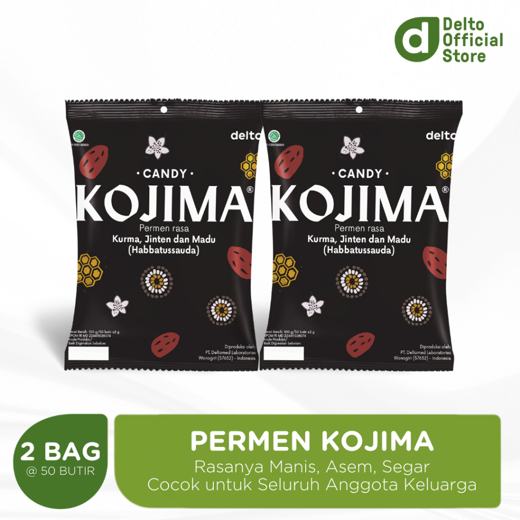 

Permen Kojima Bag 50 Butir - Kurma Jinten Habbatussauda Madu Tamarind Rasanya Asem Manis Segar
