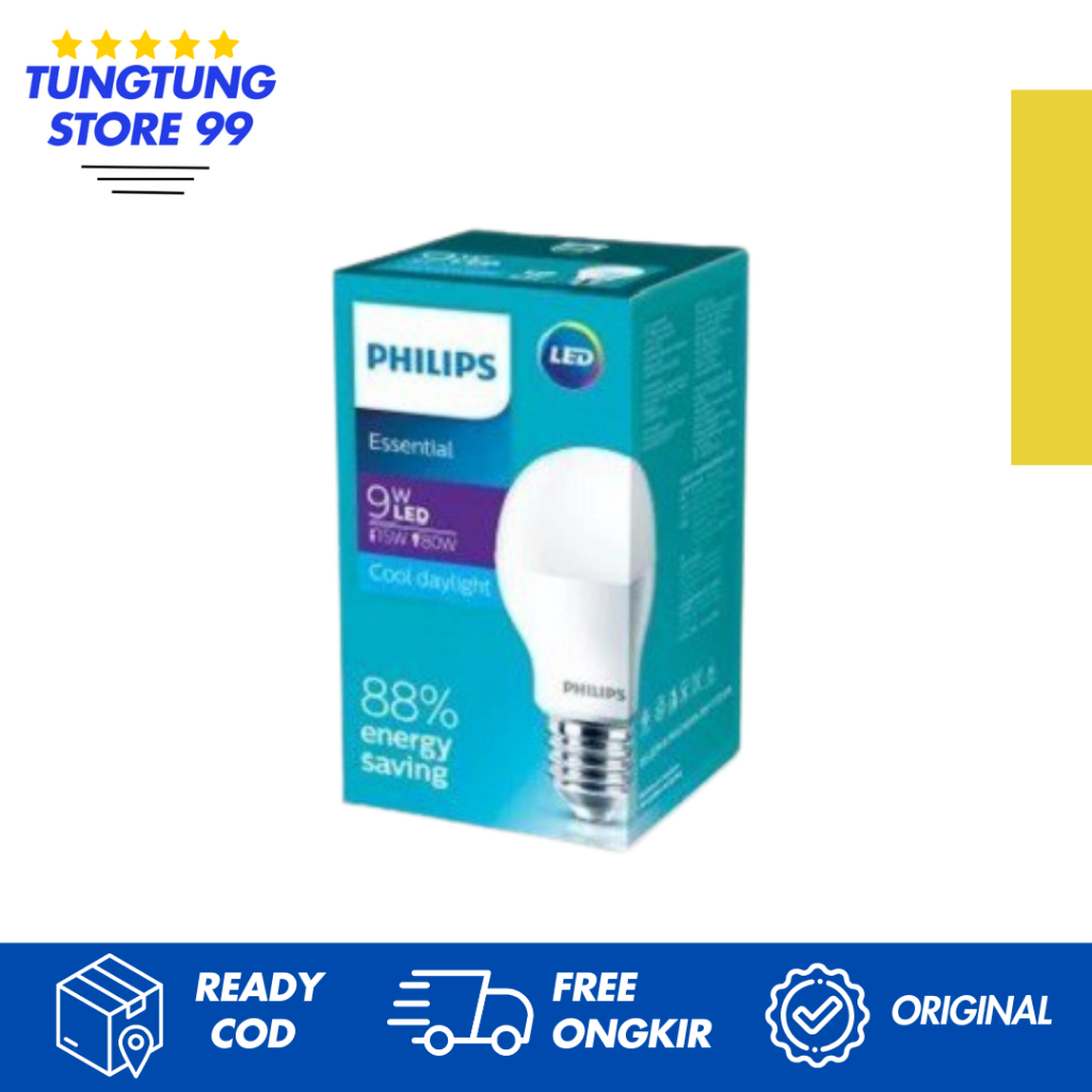 Philips Essential Lampu LED 9 Watt/Bohlam Lampu LED Philips Essential 9 Watt Cahaya Putih