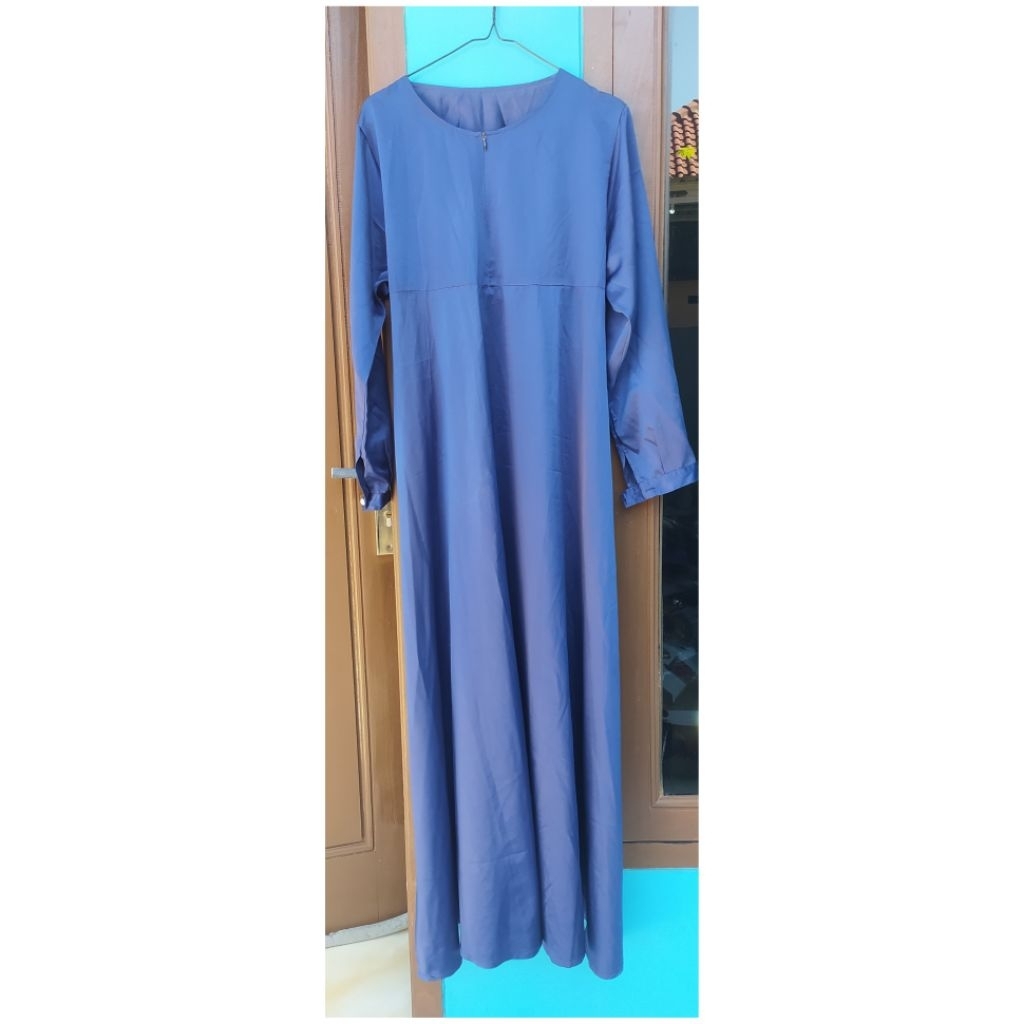 Preloved One Set Long Dress Gamis Satin Baju Pesta Kondangan Busui - Bonus Hijab