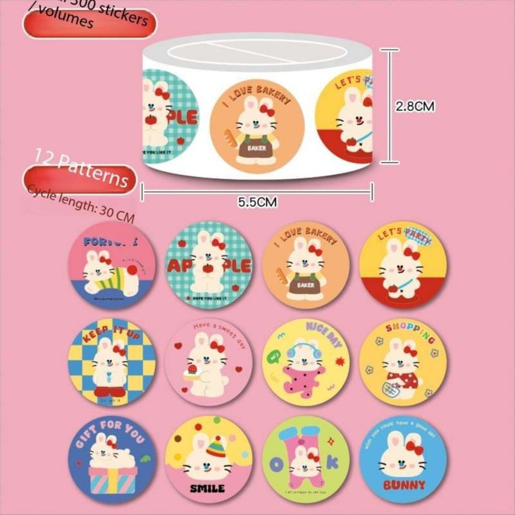 

Stiker kartu hadiah kartun asli bulat melingkar perekat tahan air stiker segel bahan hemat ekspres