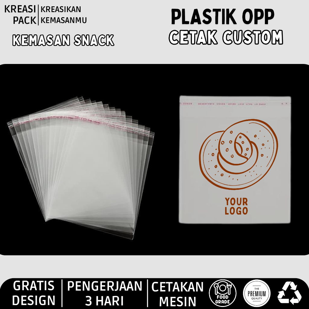 Plastik Opp Kemasan Snack Cetak Custom 1000 Pcs