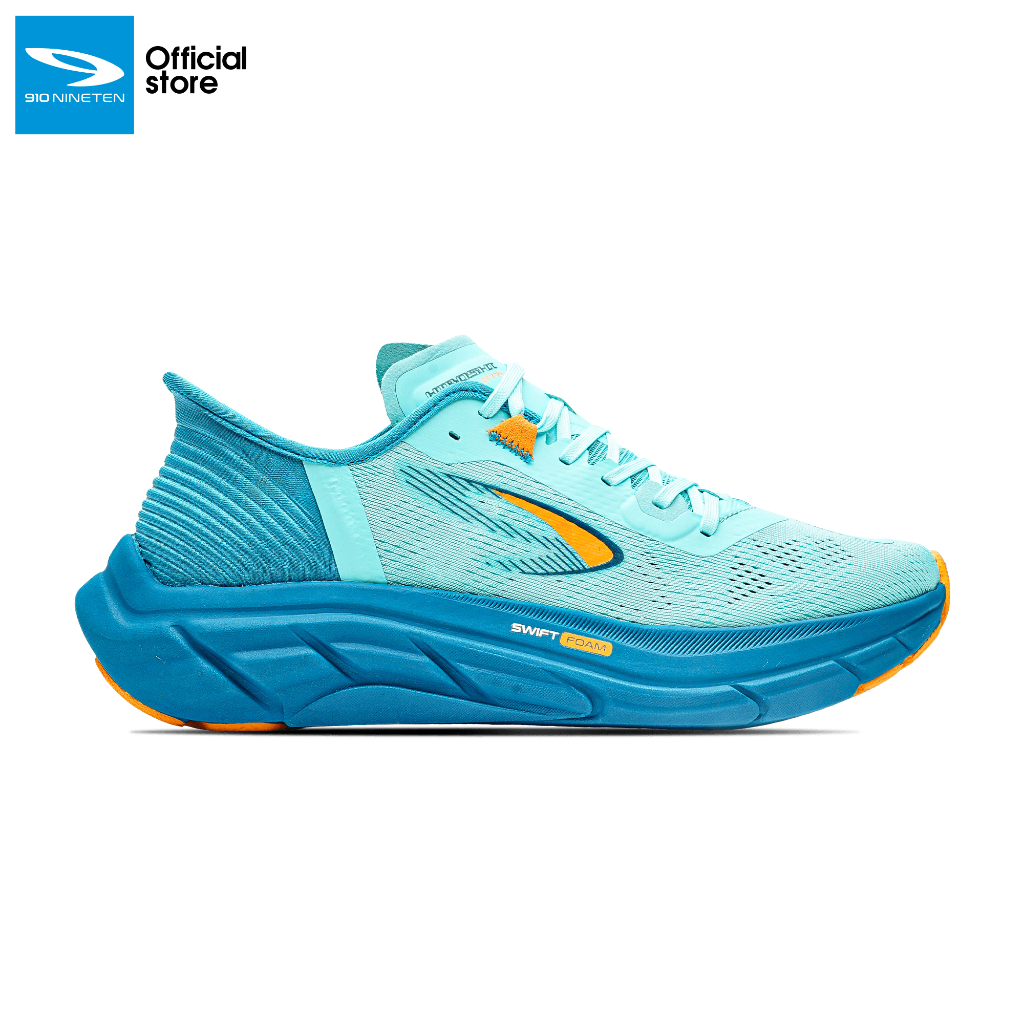 910 Nineten Hiroshi GTX Sepatu Lari - Hijau Turqoise/Hijau Teal/Jingga