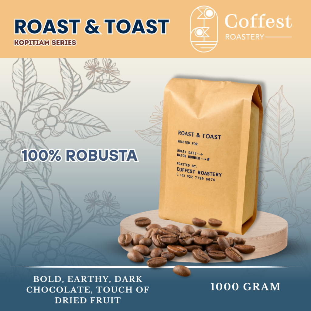 

Coffest Roastery - Roast & Toast 1 kg - Roast Beans Biji Bubuk Kopi 100% Robusta