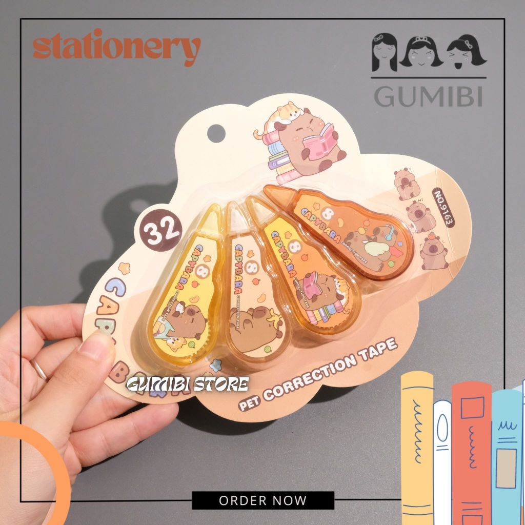 

CORRECTION TAPE 4 IN 1 CAPYBARA KAPIBARA TIP EX PENGHAPUS PULPEN TIP X CAPYBARA 1 SET ISI 4 PCS LUCU TERMURAH GUMIBI STORE