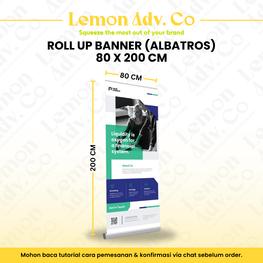 ROLL UP BANNER 80 x 200 (ALBATROS) | CUSTOM CETAK BANNER + STANDING ALUMINIUM  | UKURAN 80 X 200 CM