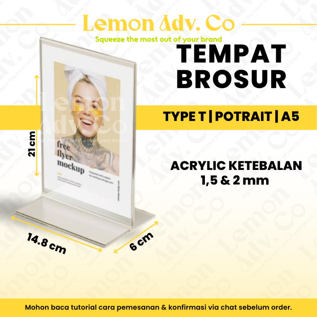 

Tempat Brosur A5 Potrait (Akrilik 1.5mm & 2mm) - Tent Holder / Tent Card Stand Display