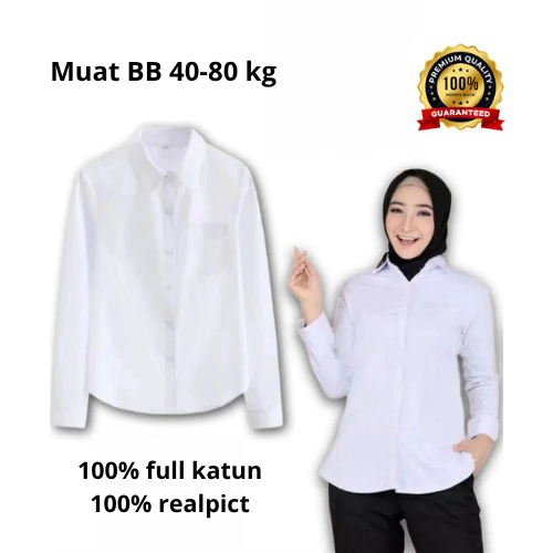 PROMO / BAHAN PREMIUM / Kemeja Putih Polos Wanita / Kemeja Hitam Polos Wanita / Kemeja Formal Wanita