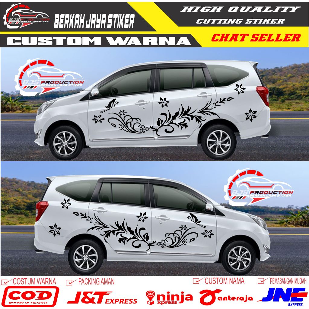 2pcs kanan kiri Stiker batik bunga stiker mobil all mobil calya