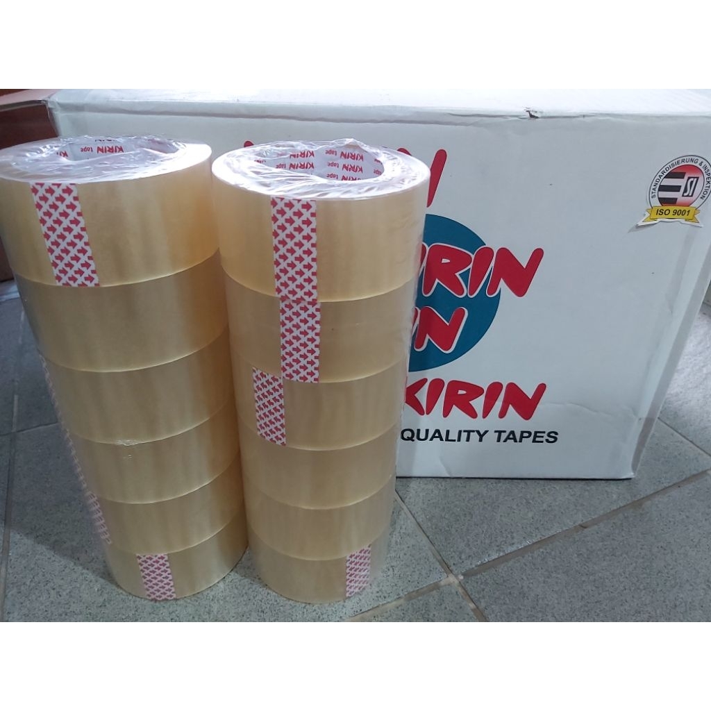 (6roll)Lakban OPP Merk KIRIN Bening 2inch (48mmx100yard) perekat lem kuat