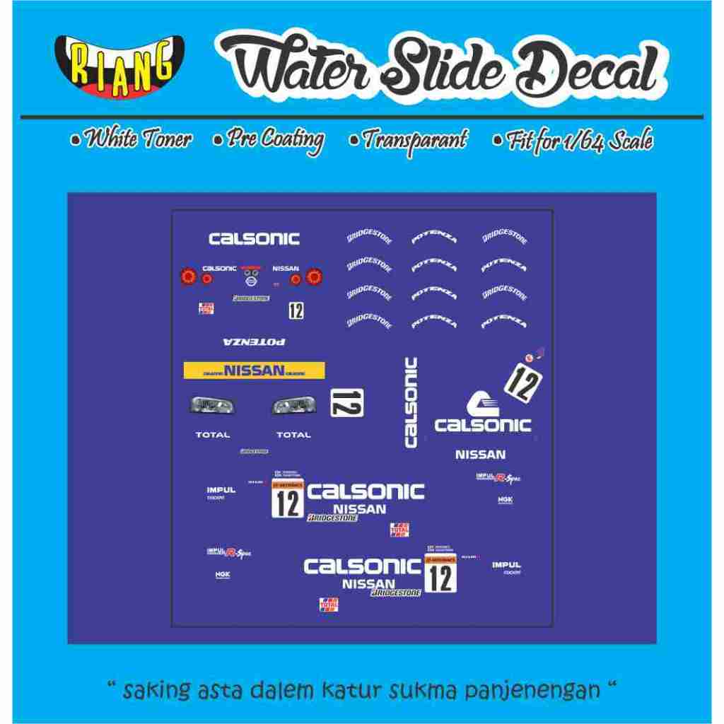 Decal Hot Wheels Nissan Skyline R34 Calsonic