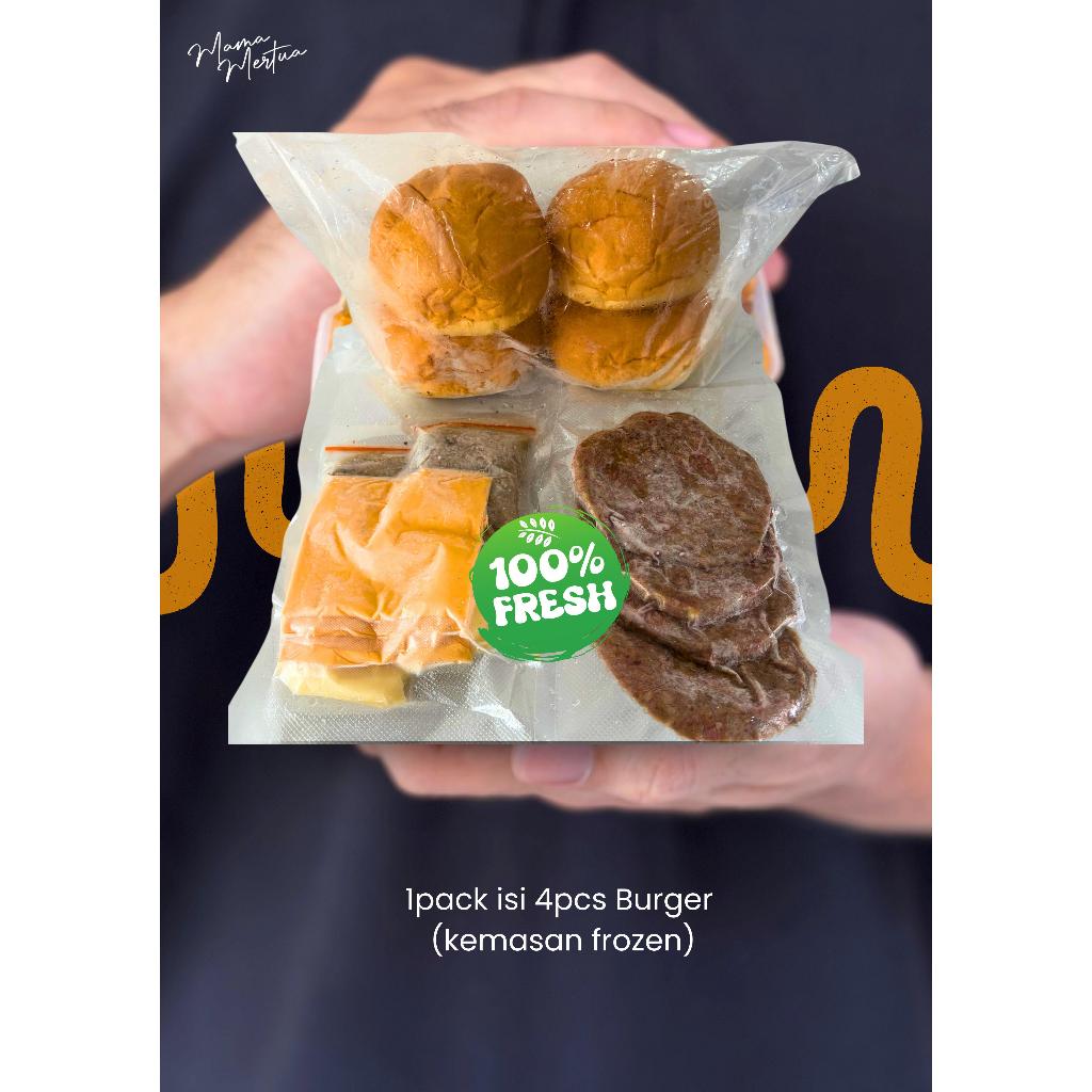 

FROZEN BURGER MAMA BY MAMA MERTUA FOOD (1 Pack isi 4 pcs)
