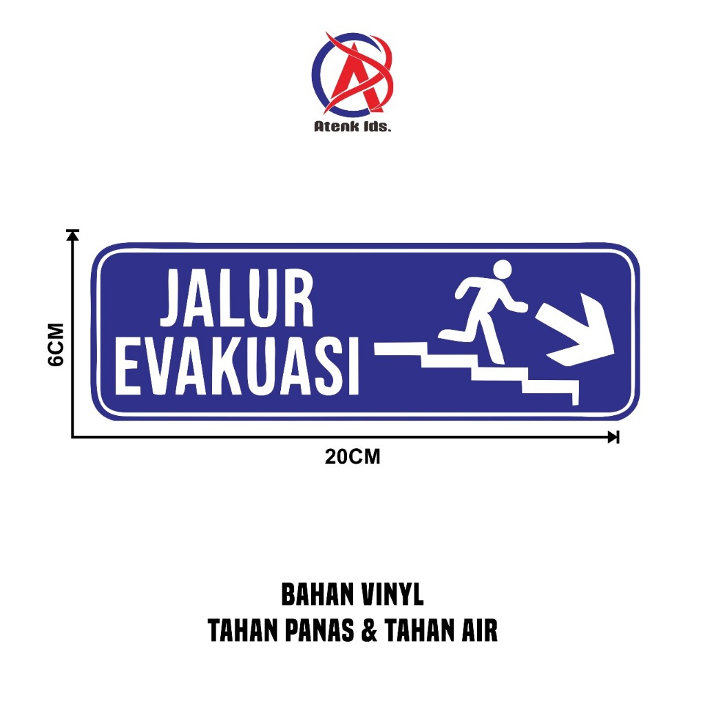 

Stiker Vinyl Jalur Evakuasi Turun Tangga Kanan, Stiker K3 / Stiker Safety 20x6 cm