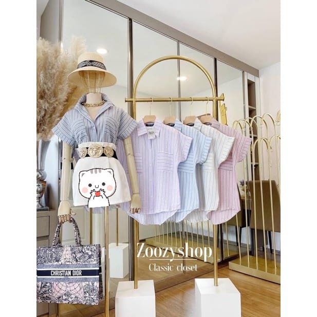 CLARA BLOUSE ATASAN KEMEJA ZOOZY MODEL GARIS