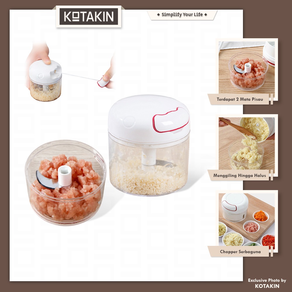 KOTAKIN Mini Chopper Gilingan Daging Bumbu Dapur Masak Blender Tarik Penghancur Bawang Cabe
