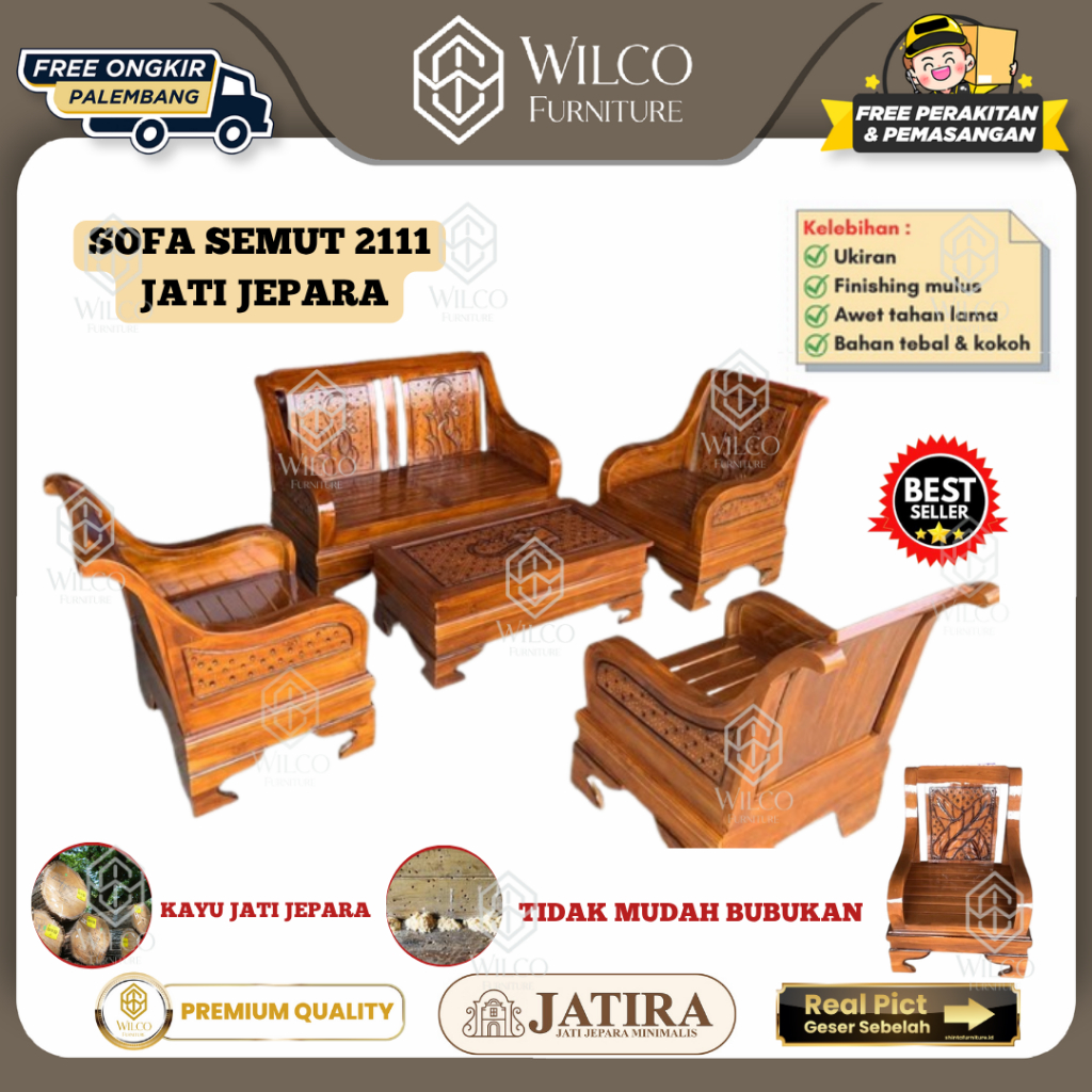 Kursi Tamu JATIRA Ukir Minimalis Semut  | Sofa Ukir 2111 Murah Jati Sofa Semut | Kursi Jati 2111 Mur