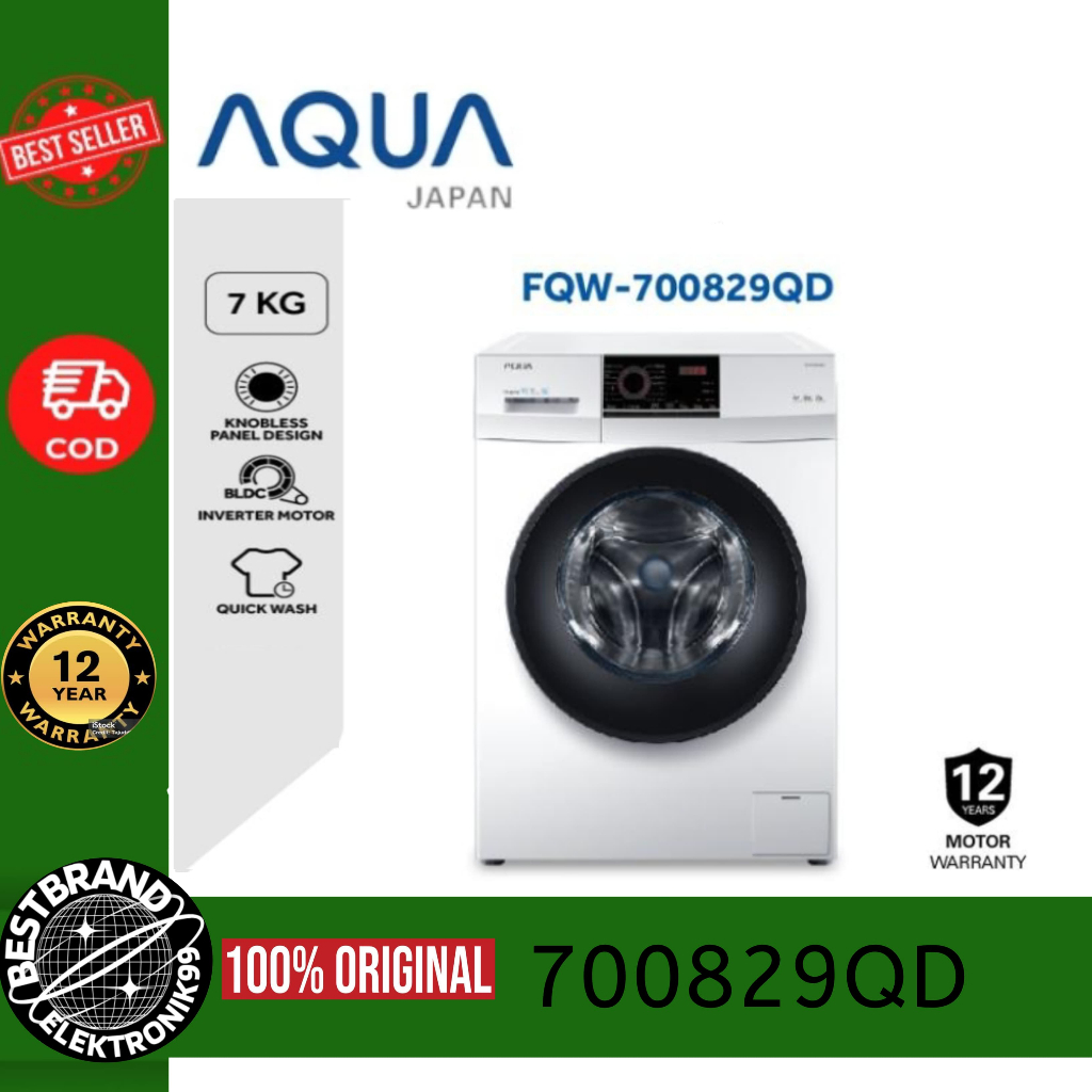 AQUA FQW-700829QD MESIN CUCI 7 KG FRONT LOADING 1 TABUNG FQW700829QD 700829QD FQW 700829 QD