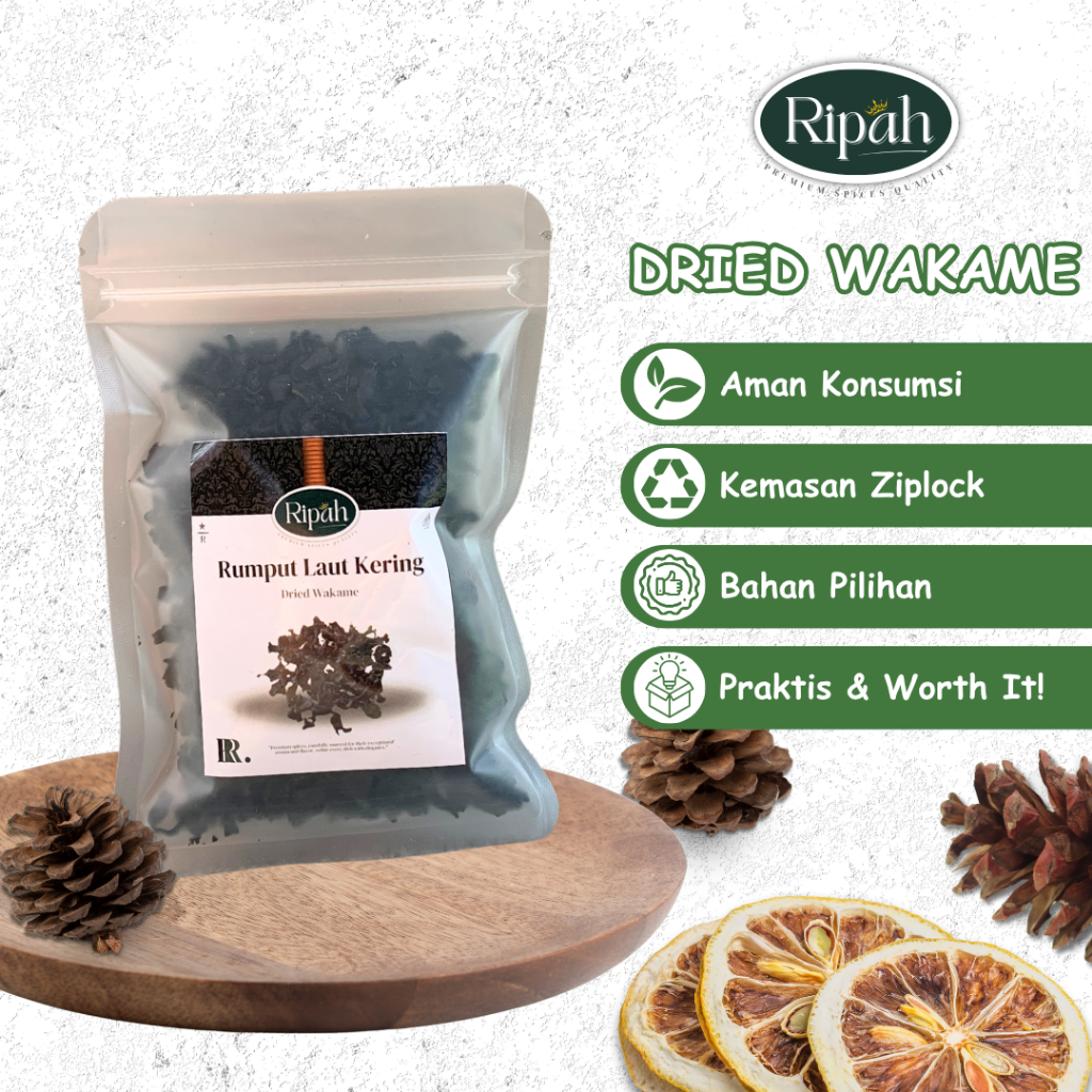

20gr Dried Cut Wakame / Rumput Laut Kering / Ripah Rempah PREMIUM QUALITY