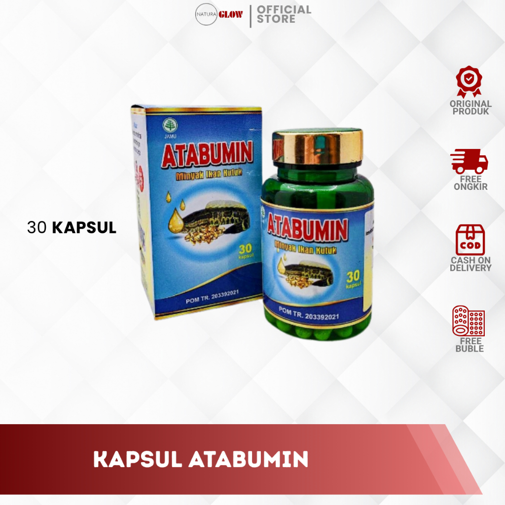 ATABUMIN - kapsul minyak ikan gabus (kutuk) | ekstrak albumin mujarob | isi 30 kapsul untuk regenera