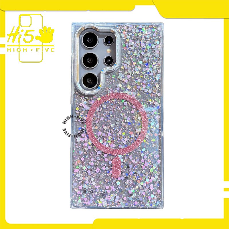 Aria Gold Flake Clear Case (Magsafe) SOFT PINK Casing Gold Flakes Full Bling Glitter for iPhone 11, 