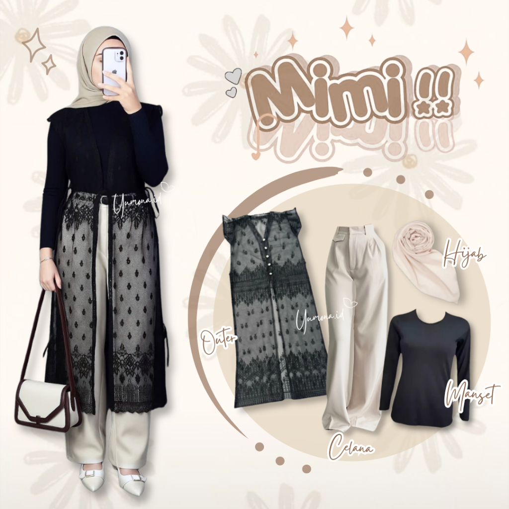 One Set Brokat Wanita Kekinian (Outer Brokat, Celana, Rok Tutu, Hijab Manset) Outfit Kondangan - Z46