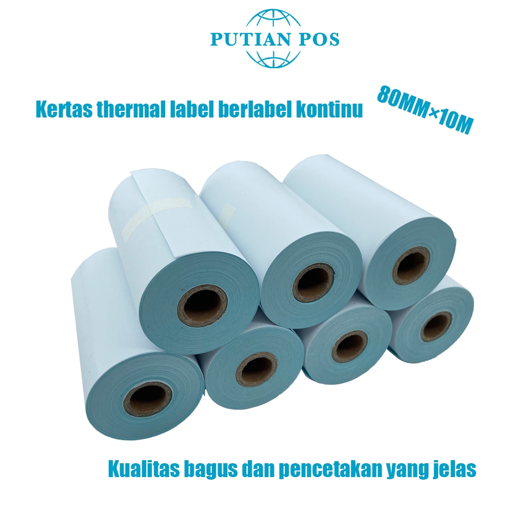 

PUTIAN POS Label Thermal Berkelanjutan 78mm×10m Gulungan Kertas Thermal