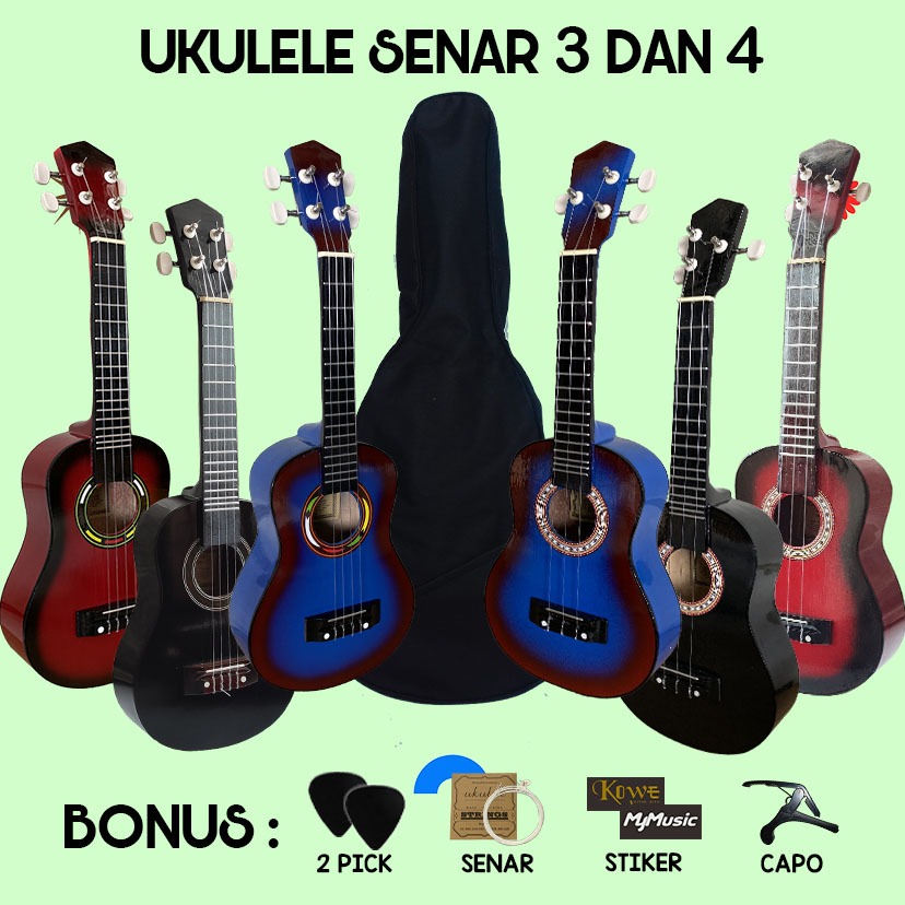 Ukulele Soprano Senar 3 Terlengkap dan Packing Kayu
