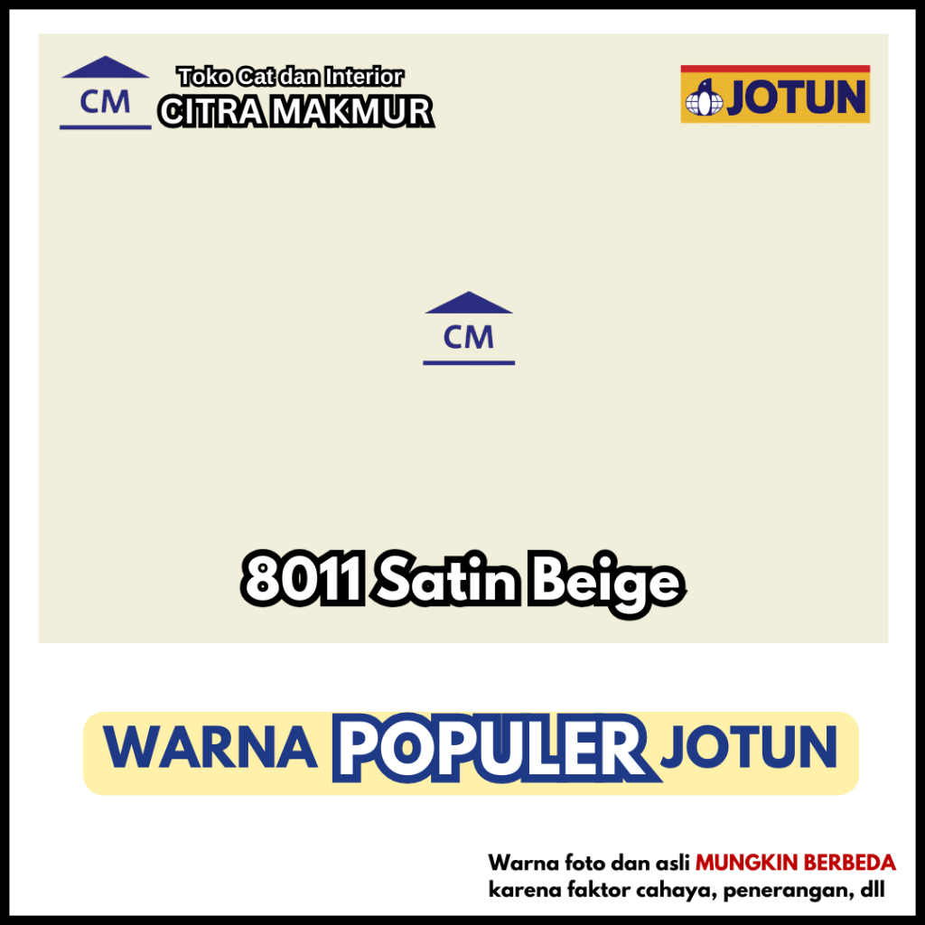JOTUN 8011 SATIN BEIGE (WARNA CREAM BEIGE POPULER JOTUN) Kemasan Galon - CAT TEMBOK EXTERIOR DAN INT