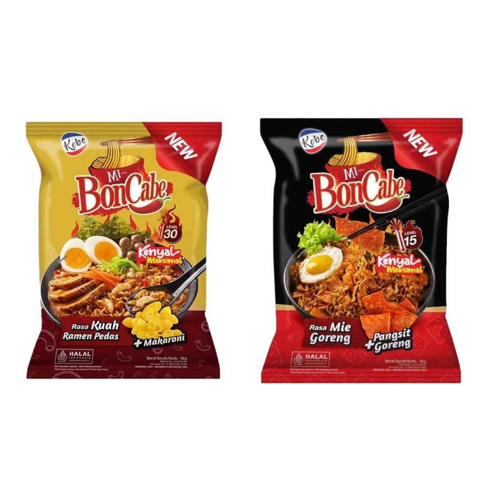 

-MTZ- MIE Kobe Mi BonCabe Kuah Ramen Pedas + Makaroni Lv30 / Mi BonCabe Goreng + Pangsit Lv15