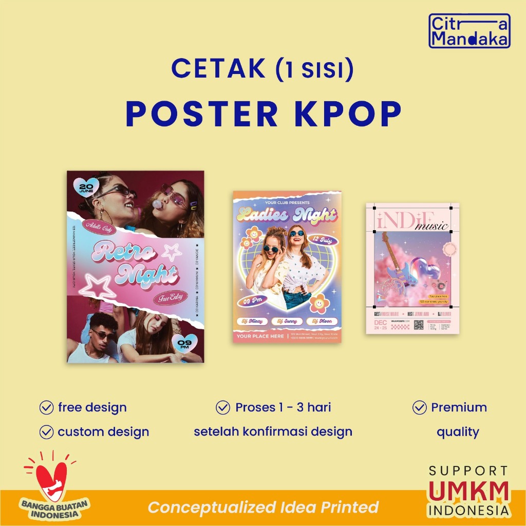 

Cetak Poster Dinding KPOP Custom Print 1 Sisi