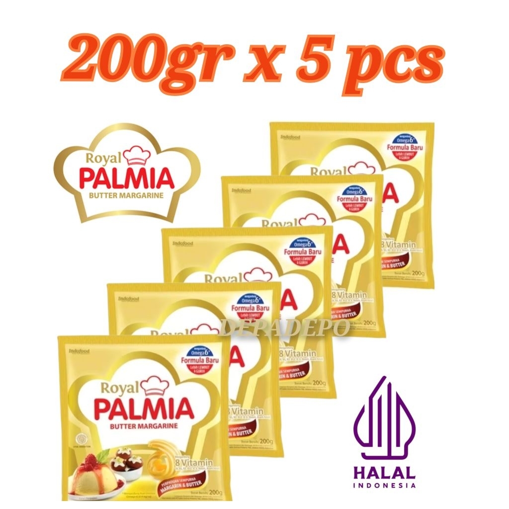

Palmia Royal Butter Margarine 200gr x 5 Pcs – Mentega Premium untuk Kue & Masakan
