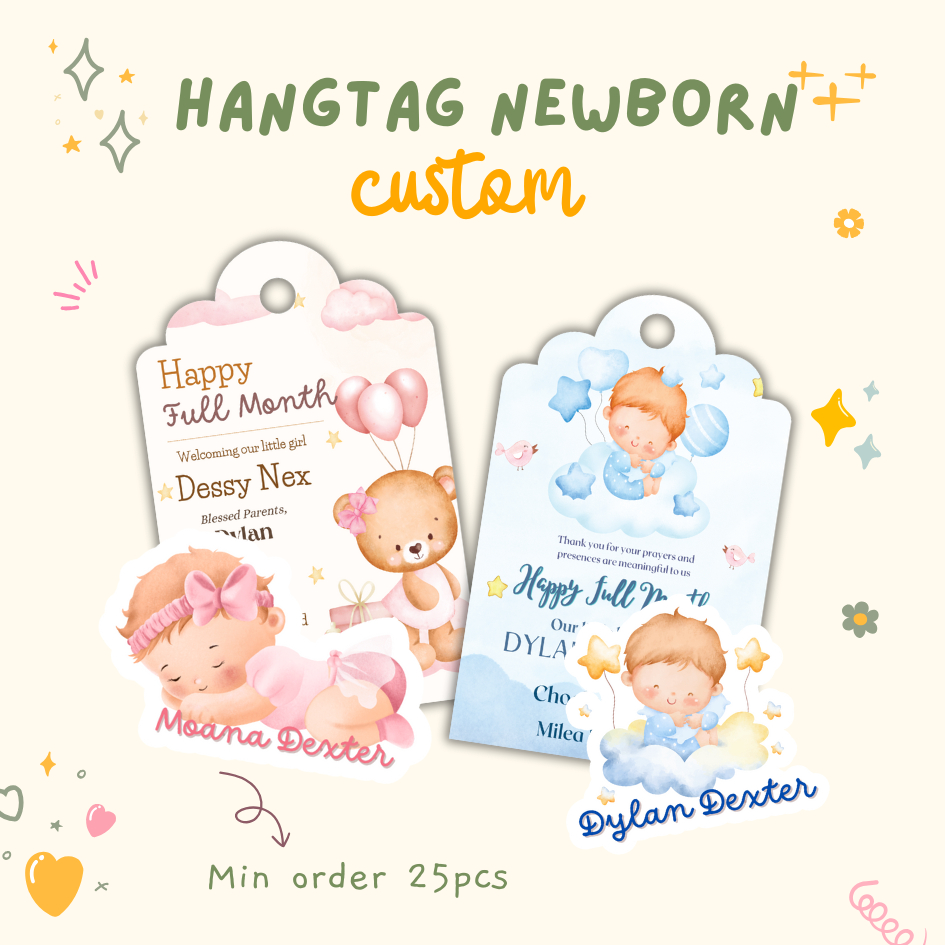 Hangtag newborn baby | tag hampers welcoming baby | hangtag aqiqah baby custom
