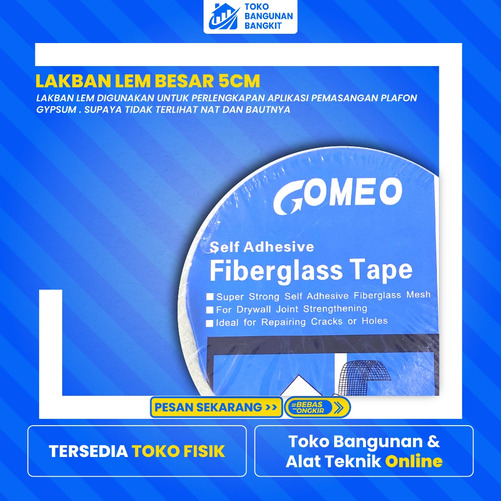 LAKBAN PERLENGKAPAN APLIKASI PEMASANGAN PLAFON GYPSUM - UKURAN 5 CM