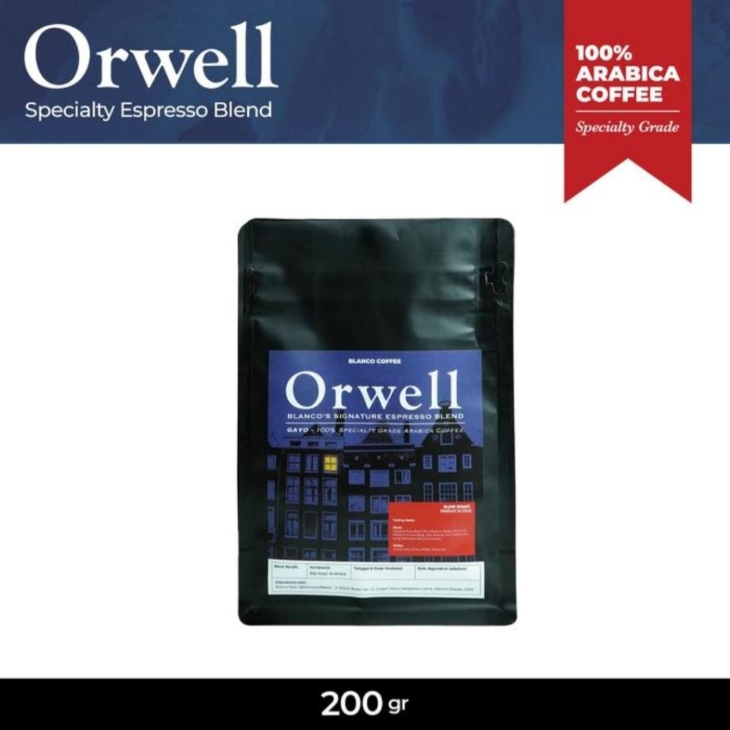 

Orwell 200GR - Biji Kopi Espresso Full Arabica - Cappuccino - Latte - 100% Arabica Aceh Gayo