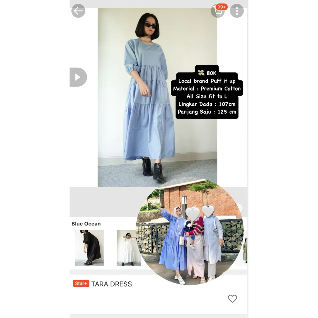 dress biru by puff it up preloved