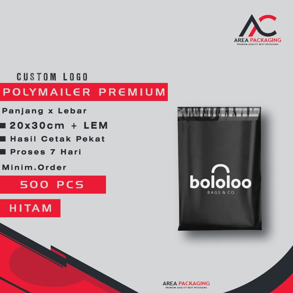 POLYMAILER PLASTIK PACKING 20X30cm (CUSTOM LOGO)