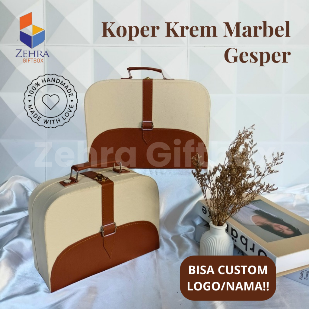 

Box Model Koper Krem Marbel Gesper | Box/Kotak Hadiah/Hampers Kulit Sinetis Uk. 33 X 24 X 13