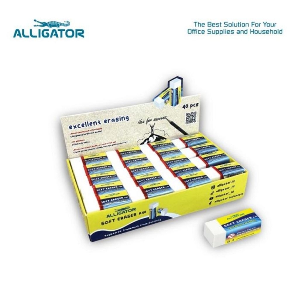 

Alligator Soft Eraser / penghapus putih kecil Alligator Isi 40 pcs