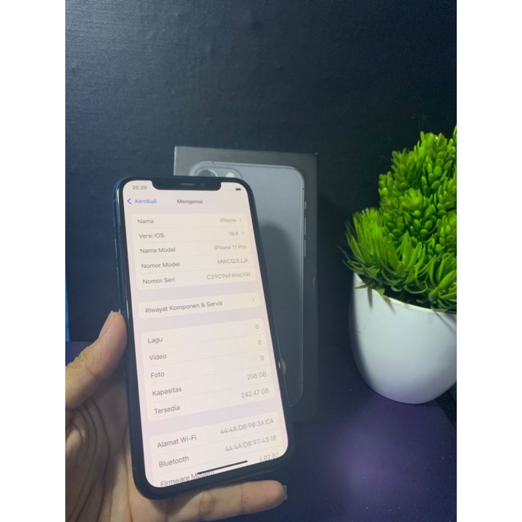 IPHONE 11 PRO INTERNAL 256GB INTER ALL OPERATOR TRUTUNE ONFACE ID ONBH 86%HANYA ADA SHADOW KASAT MAT