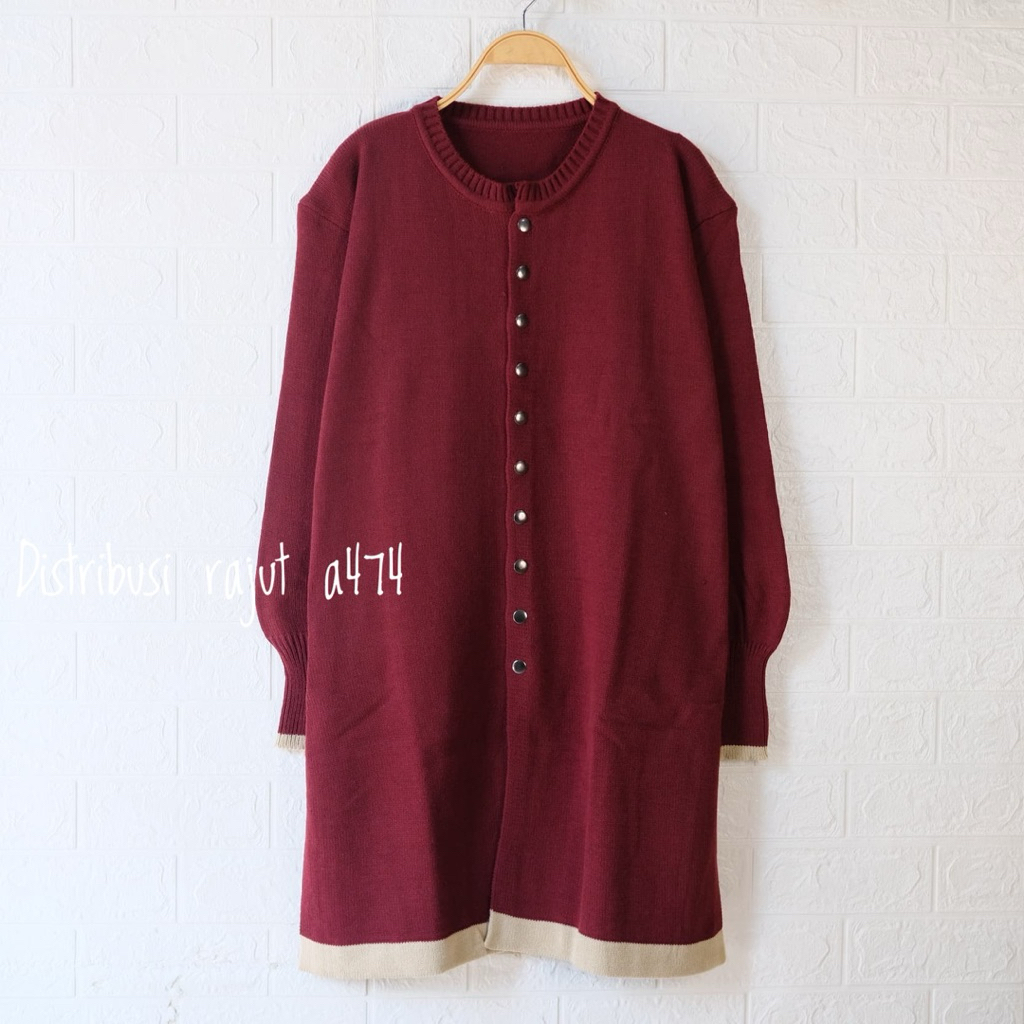 PUTRI NABILA DRESS CARDIGAN RAJUT RAJUT OVERSIZE MOTIF POLOS KANCING WANITA PREMIUM