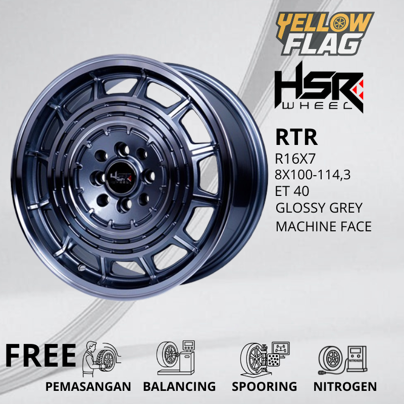 VELG RACING HSR RING 16 PCD 8X100-114,3 UTNUK BRIO, SIGRA, CALYA HSR RTR GLOSSY GREY R16