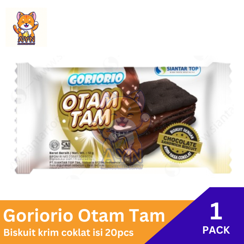 

Goriorio Otam Tam Biskuit Coklat 12 gr [ 1 pack Isi 20 pcs ]