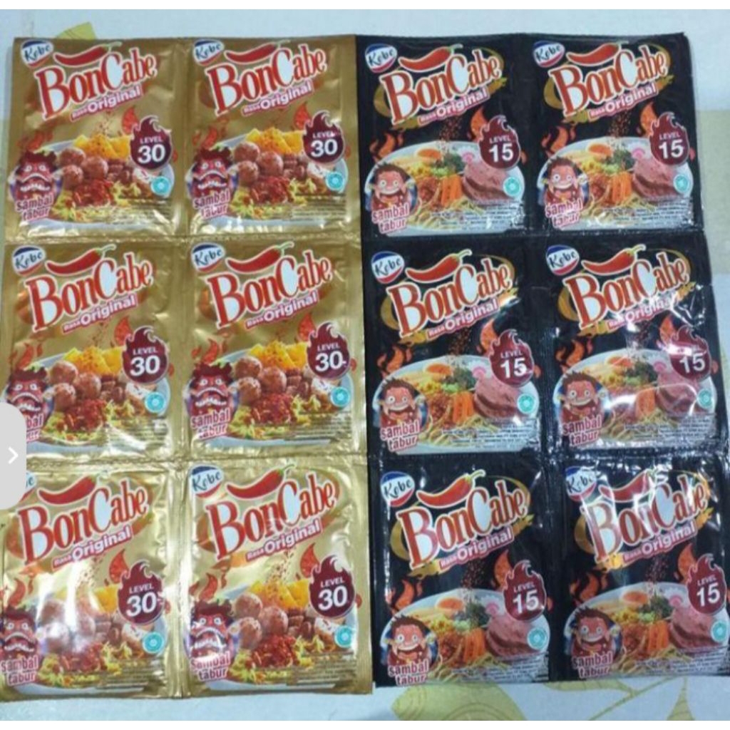 

1 ranceng bon cabe sachet isi 12 sachet tersedia level 15 dan level 30